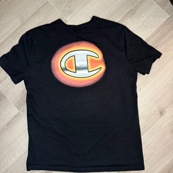 Vintage Champion Neon Glow Logo T Shirt L Black - Picture 4 of 4